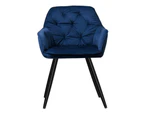 Artiss Dining Chairs Set of 2 Velvet Diamond Tufted Armchair Blue