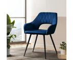 Artiss Dining Chairs Set of 2 Velvet Hollow Armchair Blue