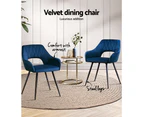 Artiss Dining Chairs Set of 2 Velvet Hollow Armchair Blue