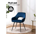 Artiss Dining Chairs Set of 2 Velvet Hollow Armchair Blue