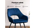 Artiss Dining Chairs Set of 2 Velvet Hollow Armchair Blue