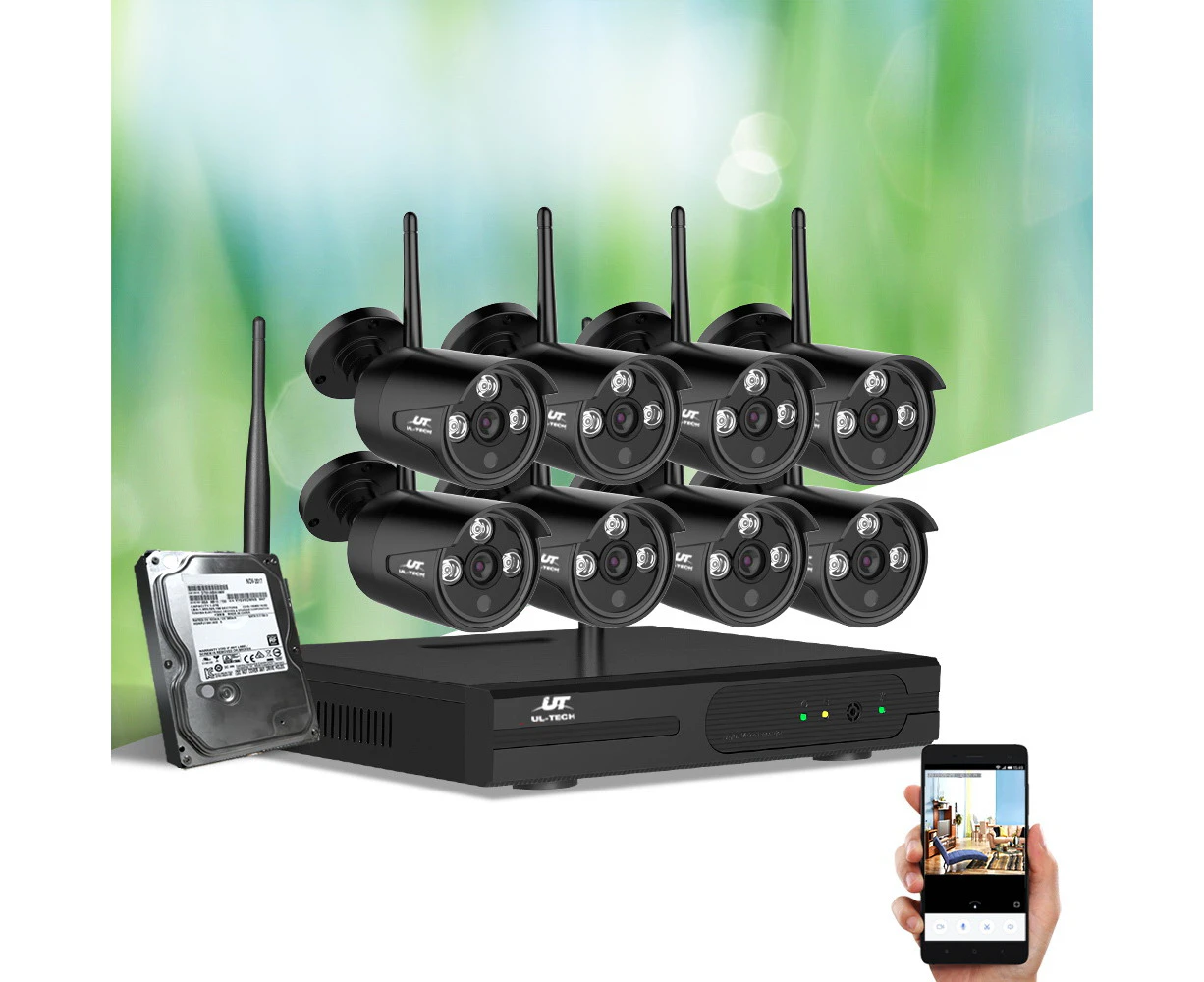 UL-Tech Wireless CCTV Security System 8CH NVR 3MP 8 Bullet Cameras 4TB