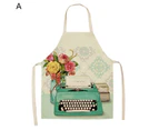 Non-shrink Cooking Bib Floral Pattern Linen Scratch Resistant Anti-fade Apron Household Supplies