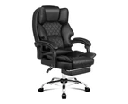 ALFORDSON Office Chair Deluxe PU Leather Executive Brett - Black (With Footrest)