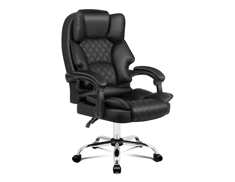 ALFORDSON Office Chair Deluxe PU Leather Executive Brett - Black (no footrest)