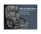 ALFORDSON Office Chair Deluxe PU Leather Executive Brett - Grey (With Footrest)