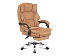 ALFORDSON Office Chair Deluxe PU Leather Executive Brett - Brown (With Footrest)