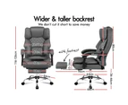 ALFORDSON Office Chair Deluxe PU Leather Executive Brett - Grey (With Footrest)