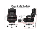 ALFORDSON Office Chair Deluxe PU Leather Executive Brett - Black (With Footrest)
