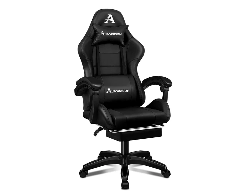 ALFORDSON Gaming Chair Extra Large Pillow Elite Black