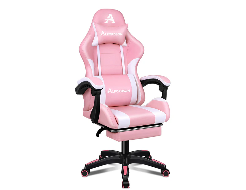 ALFORDSON Gaming Chair Extra Large Pillow Elite Pink & White