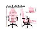 ALFORDSON Gaming Chair Extra Large Pillow Elite Pink & White