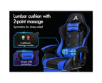 ALFORDSON Gaming Chair 2-Point Massage Lumbar Cushion Xavier Black & Blue
