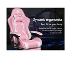 ALFORDSON Gaming Chair 2-Point Massage Lumbar Pillow Xavier Pink & White