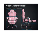 ALFORDSON Gaming Chair 2-Point Massage Lumbar Pillow Xavier Pink & White