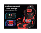 ALFORDSON Gaming Chair 2-Point Massage Lumbar Pillow Xavier Black & Red
