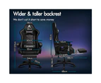 ALFORDSON Gaming Chair 2-Point Massage Lumbar Pillow Xavier Black