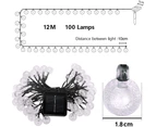 Advwin 12M 8 Modes solar powered LED Xmas Fairy Spherical String Lights(100LED, Warm White)