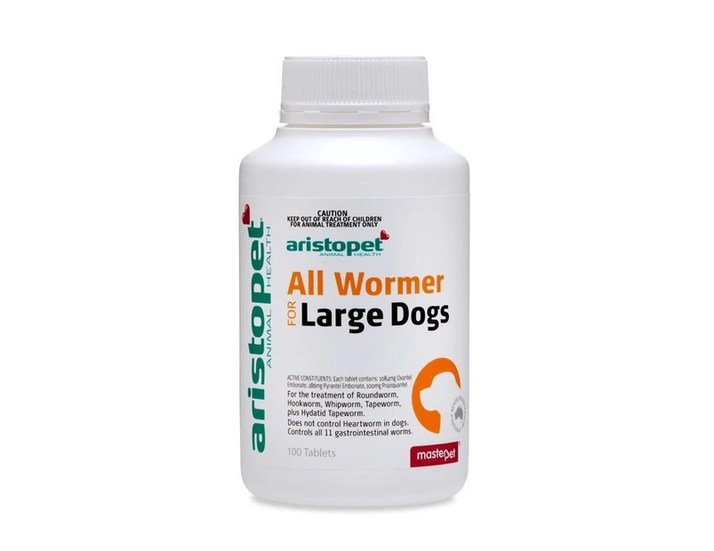 AristoPet Intestinal All Wormer Tablets for Large Dogs 100 Tablets