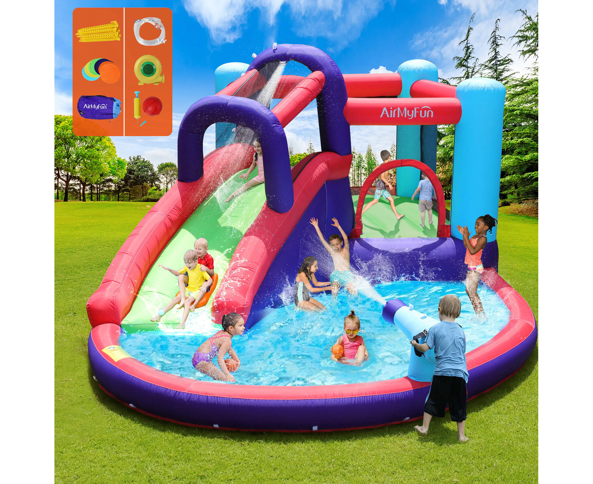 AirMyFun Inflatable Bounce House Water Slide Park Outdoor Jumping Castle Kids Toy Gift