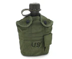1L Army Military Water Bottle Camping Hiking Canteen Cup Portable for Outdoor Black