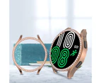 Watch Case Rhinestone Shockproof Electroplating PC Watch Bumper Screen Protector Cover for Samsung Galaxy Watch 4-Rose Gold
