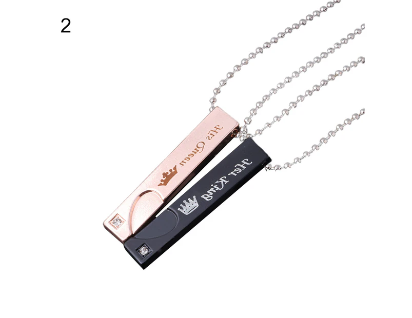 2Pcs His Her Matching Series Bar Shape Pendant Couple Necklace Jewelry Gift 2