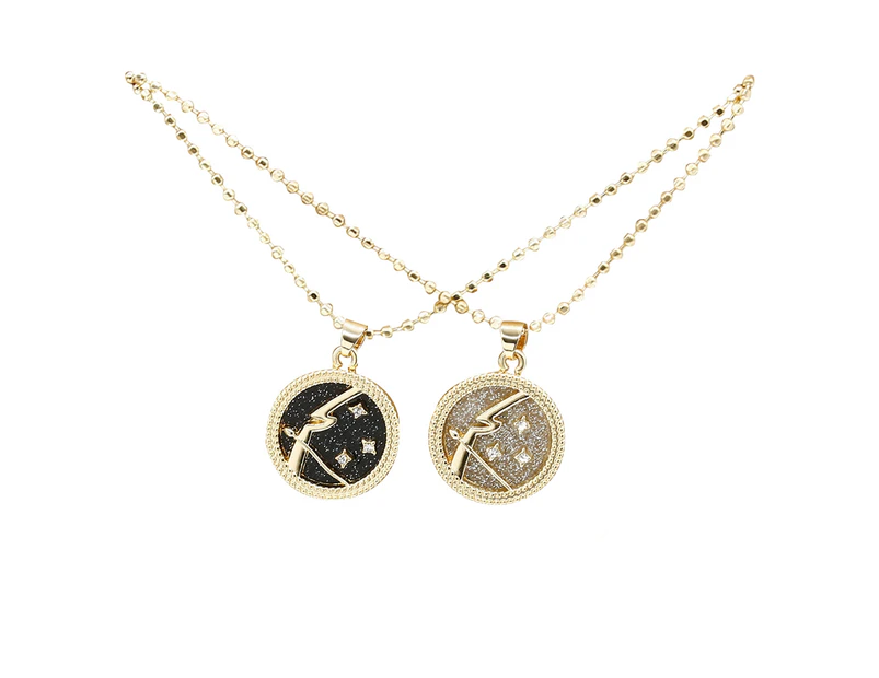 12 Constellation Round Necklace for Women Men Couple Creative Pendant Accessory Sagittarius