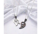 2Pcs 1314 520 Heart Key Lock Jigsaw Pendant Couple Love Necklace Valentines Gift Silver