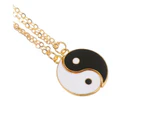 1 Pair Couple Necklace Eye-catching Rust-proof Alloy Unisex Necklace Tai Chi Pendants for Women Golden