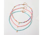 3Pcs/Set Beads Choker Colorful Skin-friendly Handmade Star Moon Pendant Necklace for Daily Wear 2