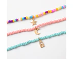 3Pcs/Set Beads Choker Colorful Skin-friendly Handmade Star Moon Pendant Necklace for Daily Wear 2