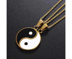 1 Pair Couple Necklace Eye-catching Rust-proof Alloy Unisex Necklace Tai Chi Pendants for Women Golden
