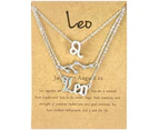 3Pcs Constellation Necklaces Letters Symbol Women Shiny Rhinestone Paper Card Necklaces for Party Silver Leo