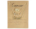 3Pcs Constellation Necklaces Letters Symbol Women Shiny Rhinestone Paper Card Necklaces for Party Golden Cancer