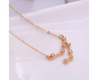 3Pcs Constellation Necklaces Letters Symbol Women Shiny Rhinestone Paper Card Necklaces for Party Golden Capricorn