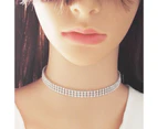 Adjustable Wide Alloy Choker Collar Inlay Rhinestone Hip Hop Choker Necklace Fashion Jewelry Silver