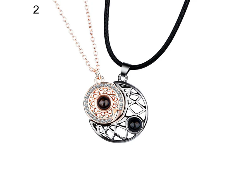 1 Pair Matching Necklace Magnetic Sun Moon Creative His-and-hers Necklace for Gift 2