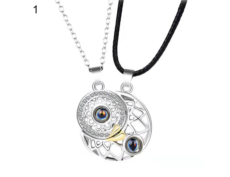 1 Pair Matching Necklace Magnetic Sun Moon Creative His-and-hers Necklace for Gift 1