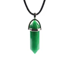 Black Rope Adjustable Exquisite Women Necklace Natural Hexagonal Stone Wire Wrapped Pendant Necklace Jewelry Accessories Green