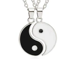 2Pcs Traditional Simple Couple Necklaces Gift Tai Chi Pattern Lover Necklaces Fashion Jewelry Silver