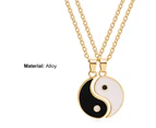 2Pcs Traditional Simple Couple Necklaces Gift Tai Chi Pattern Lover Necklaces Fashion Jewelry Golden