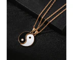 2Pcs Traditional Simple Couple Necklaces Gift Tai Chi Pattern Lover Necklaces Fashion Jewelry Golden