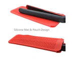 2 Pack Heat Resistant Silicone Mat Pouch for Flat Iron, Curling Iron,Hair Straightener,Hair Curling Wands,Hot Hair Tools (Black&Black)