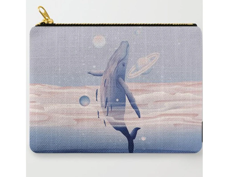 Whale Dream Carry-All Pouch Cosmetic Bag Linen Zipper Hand Bag Storage Bag