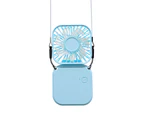 Mini Fan Strong Wind Mute 3 Gears USB Charging Foldable Neckband Handheld Pocket Cooling Fan for Desk - Blue