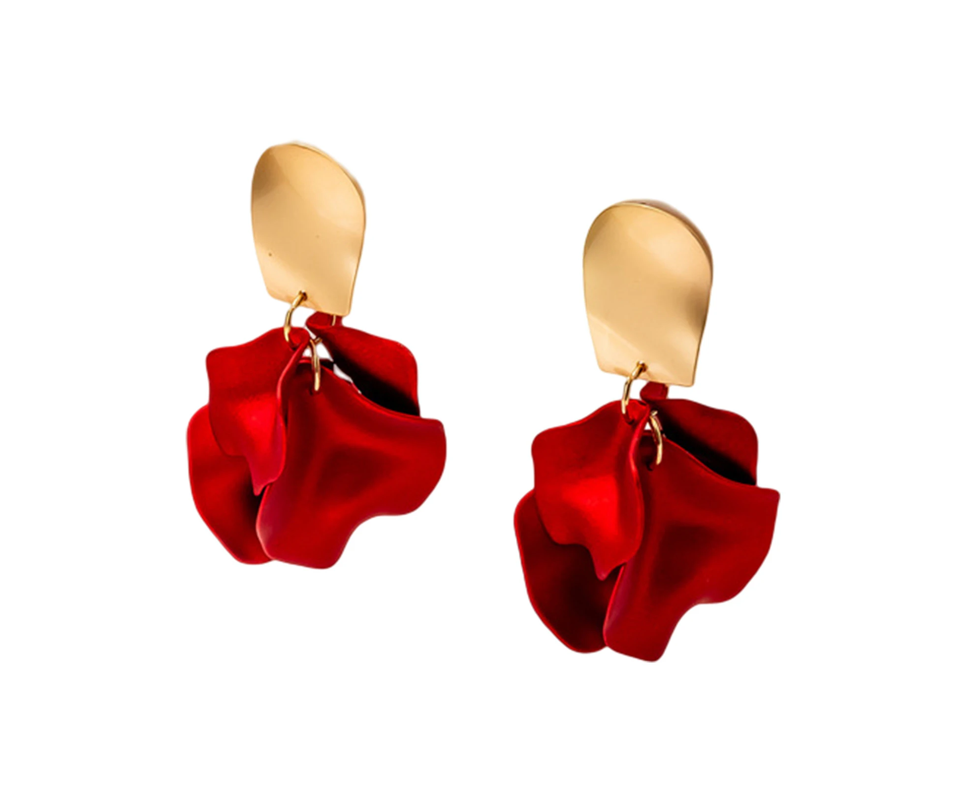 1 Pair Drop Earrings Temperament Elegant Irregular Geometric All-match Decoration Acrylic Shell Women Flower Petal Pendant Earrings Jewelry Gift for Dating - Wine Red