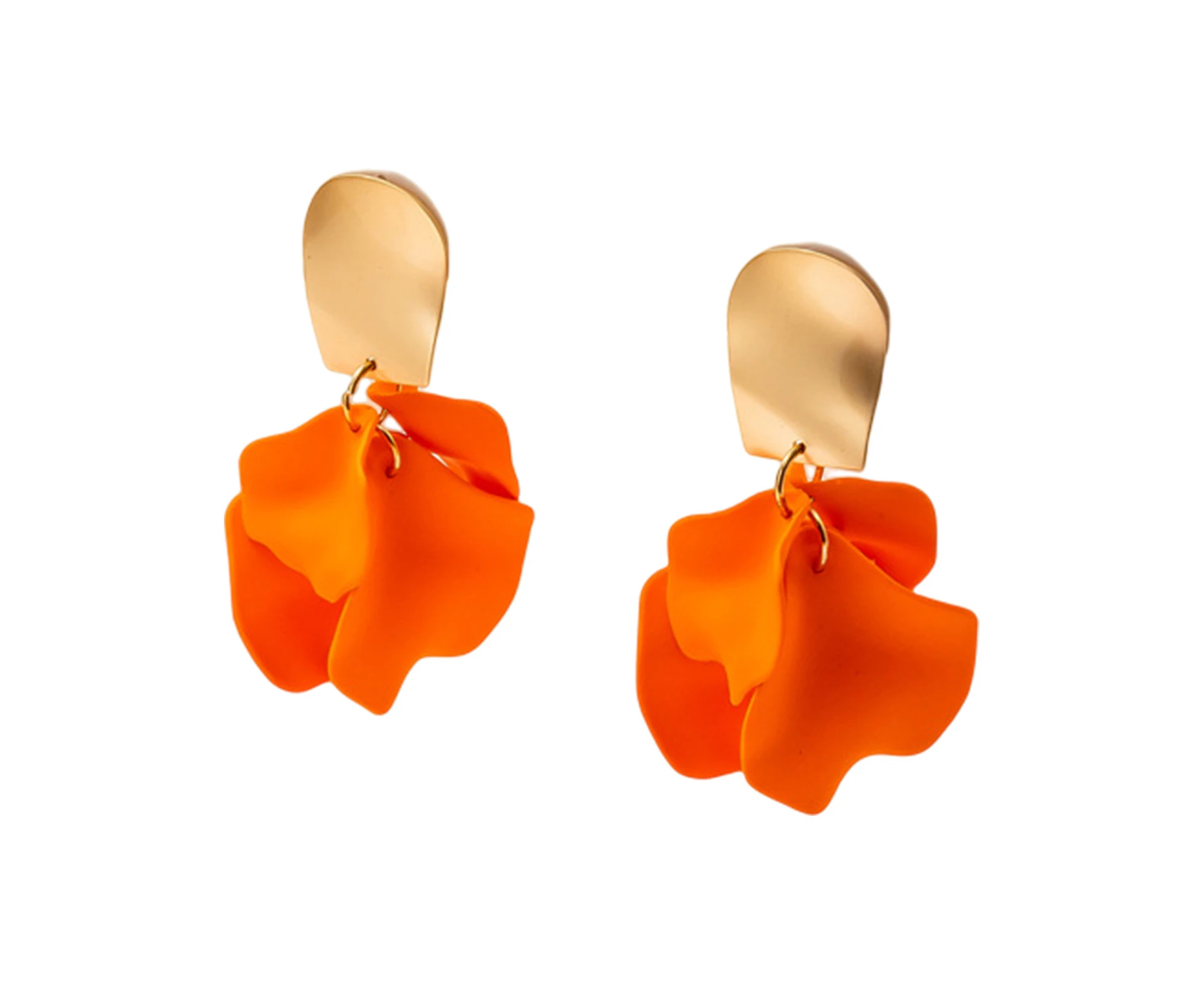 1 Pair Drop Earrings Temperament Elegant Irregular Geometric All-match Decoration Acrylic Shell Women Flower Petal Pendant Earrings Jewelry Gift for Dating - Orange