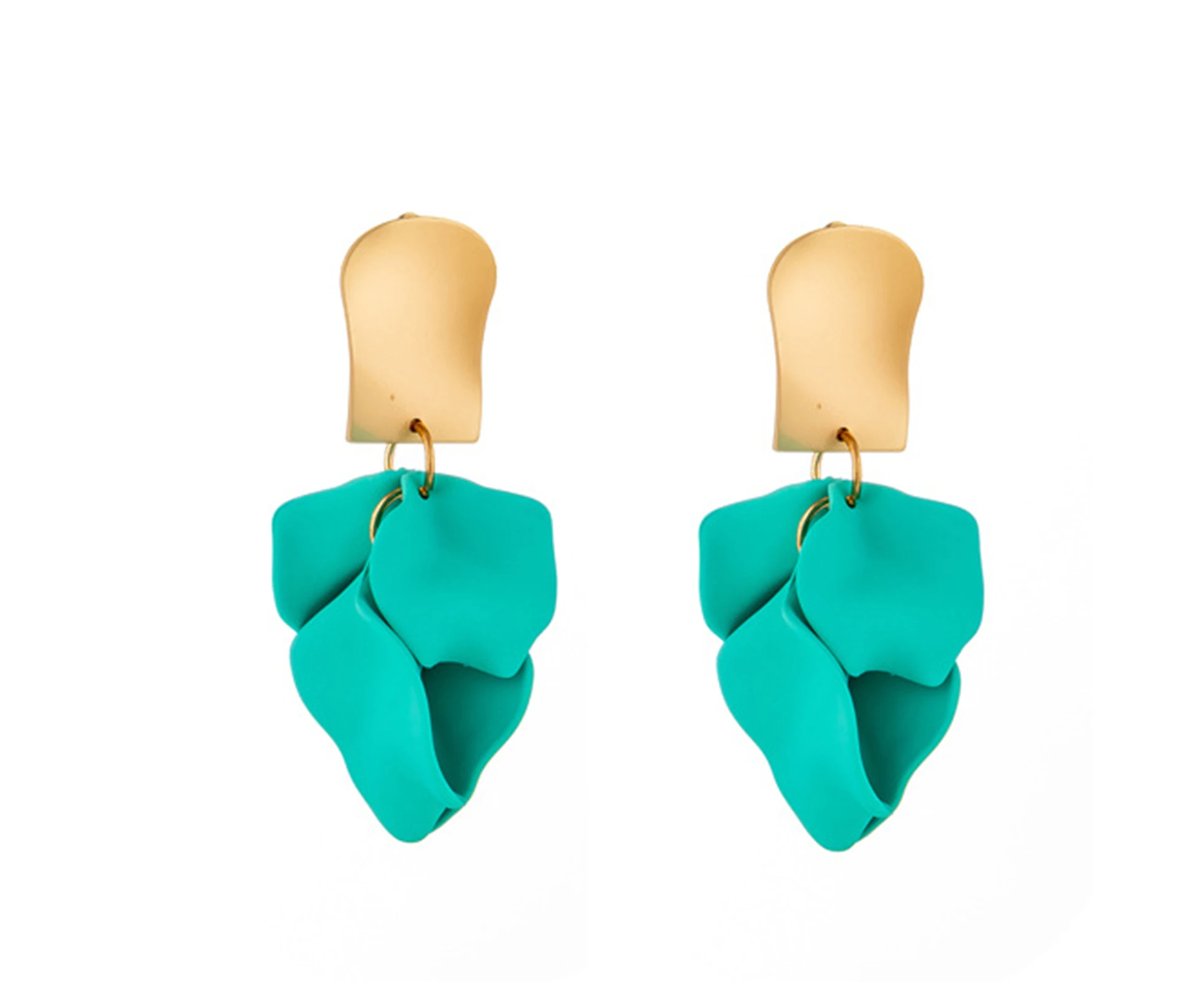 1 Pair Drop Earrings Temperament Elegant Irregular Geometric All-match Decoration Acrylic Shell Women Flower Petal Pendant Earrings Jewelry Gift for Dating - Green