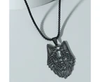 Pendant Necklace Hollow Out Wolf Head Jewelry Openwork Animal Choker Necklace Birthday Gifts Black